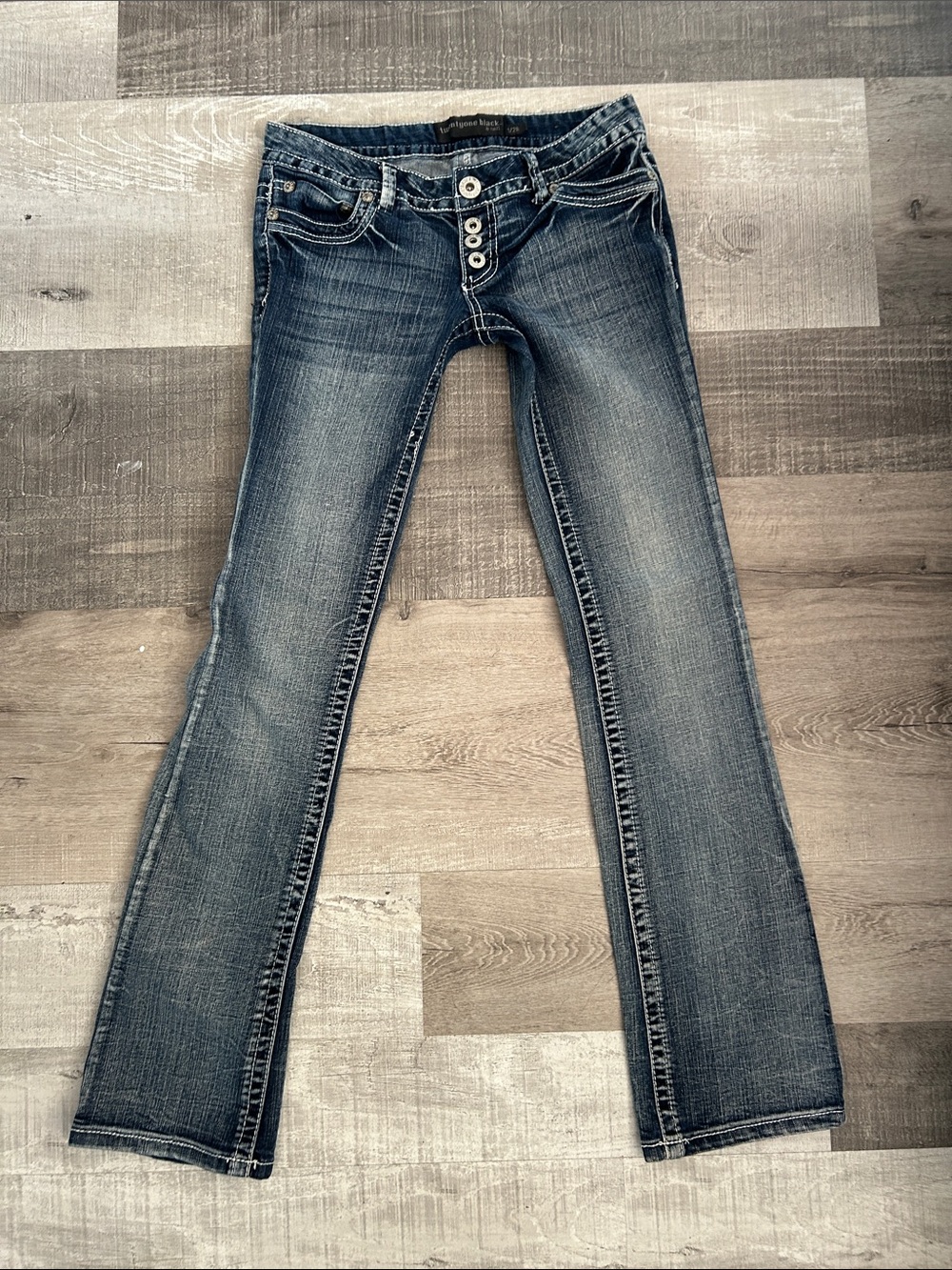 Women’s Boot Cut  Blue Jeans with Button-Fly size 1